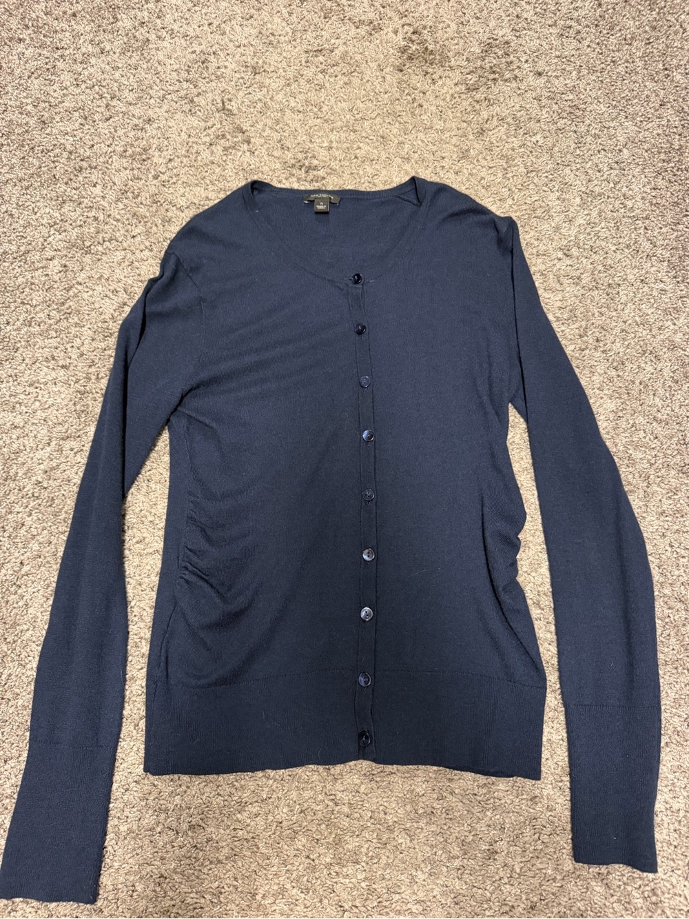 Ann Taylor Navy Button-Front V-Neck Cardigan
